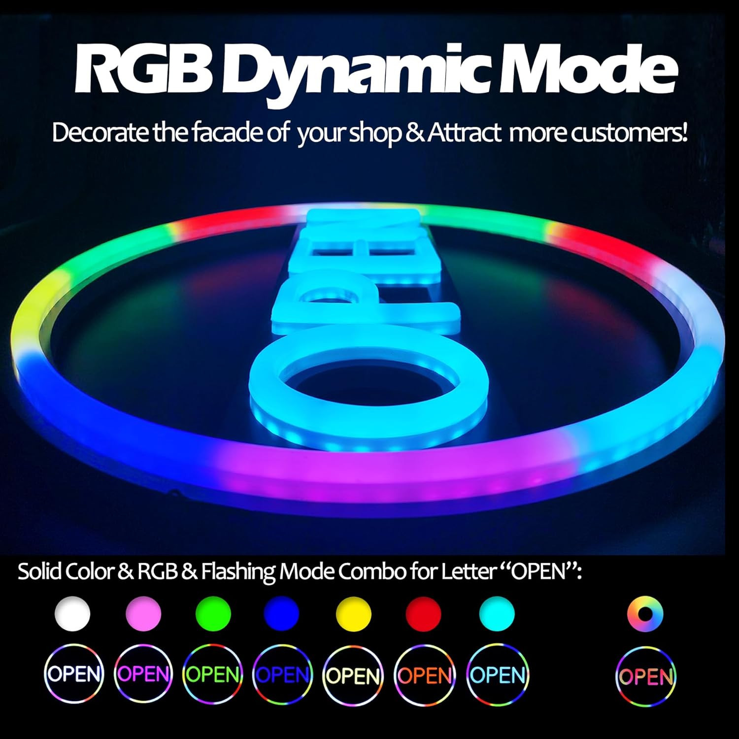 LED Neon Open Sign – 16&Prime; Multicolor Light for Business & Retail Storefronts