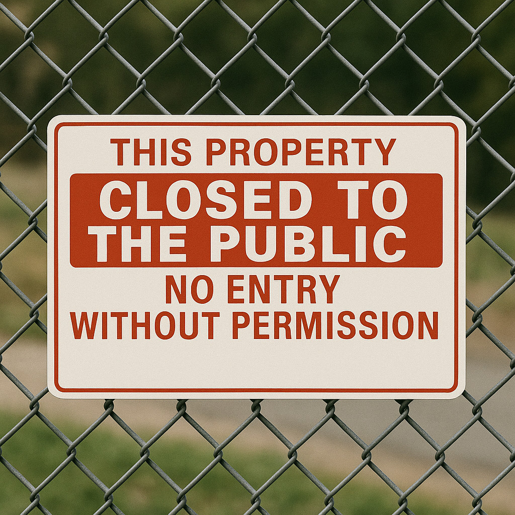 Metal Warning Sign Closed to Public No Entry Without Permission Outdoor Sign