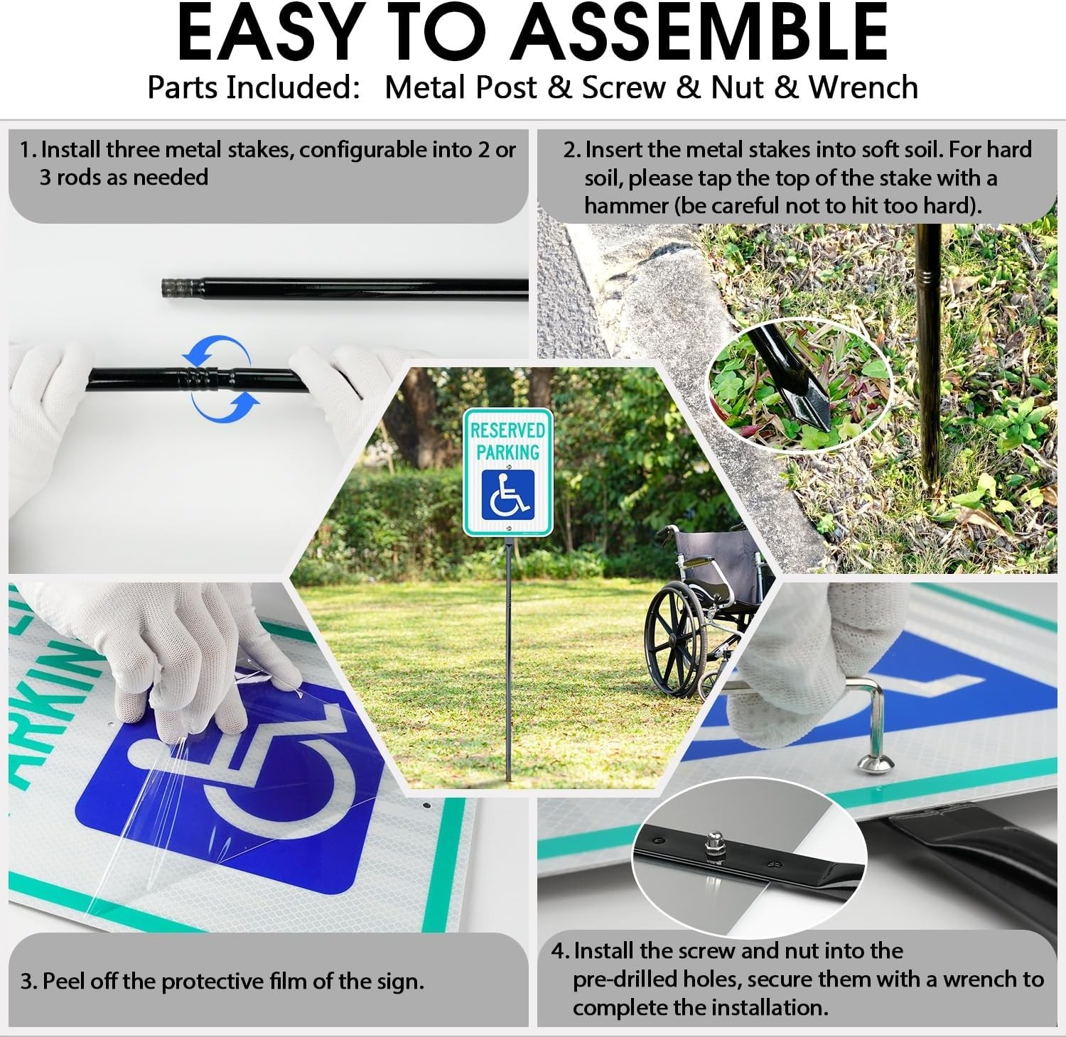 Reserved Parking Sign Aluminum 17×12 In. Reflective Handicap Reserved