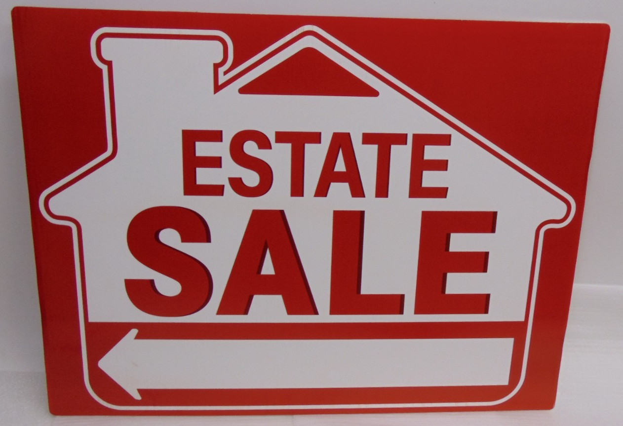 ESTATE SALE Yard Lawn Sign Kits 5 Pack 16&Prime; x 12&Prime; Info Slot 10 Ground Stake Red