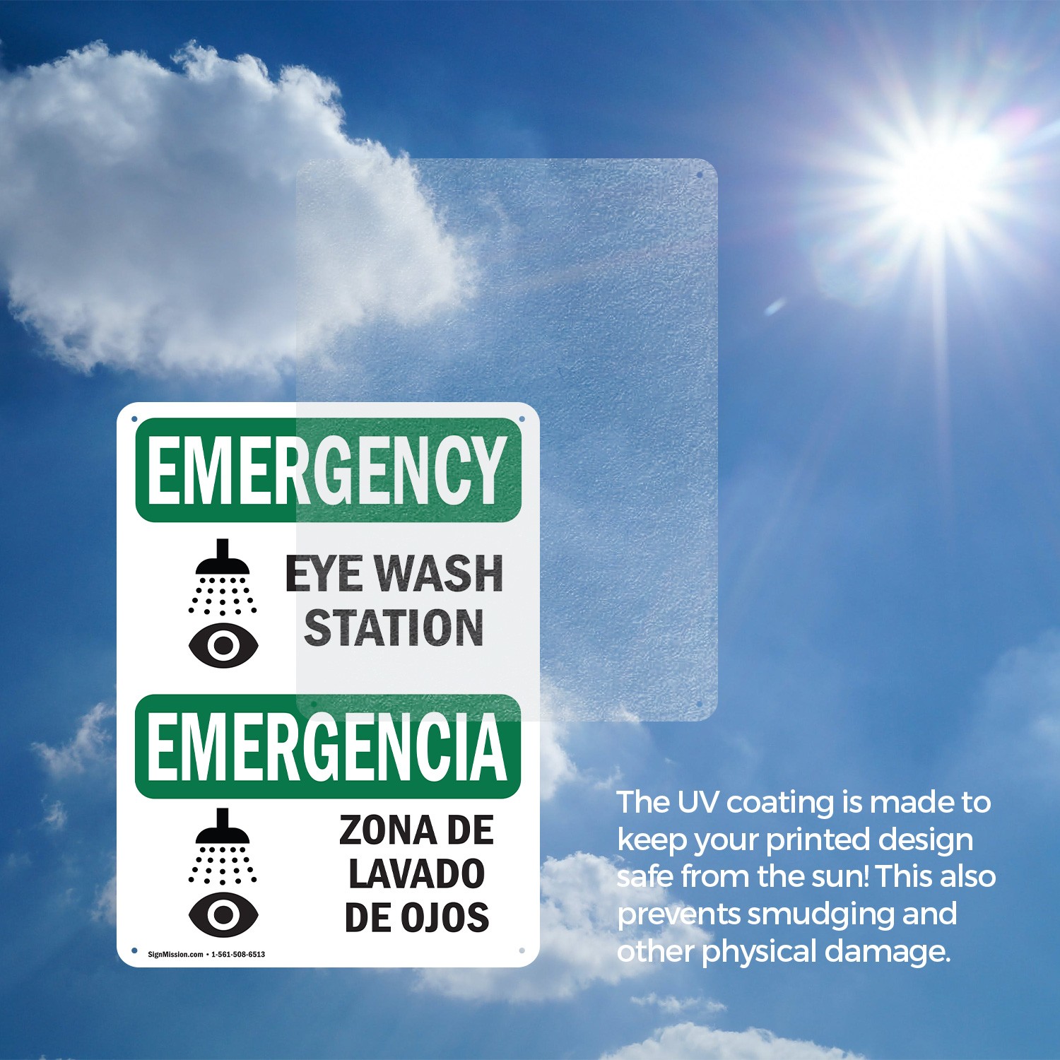 (2 Pack) Eye Wash Station Bilingual OSHA Emergency Sign Decal Metal Plastic