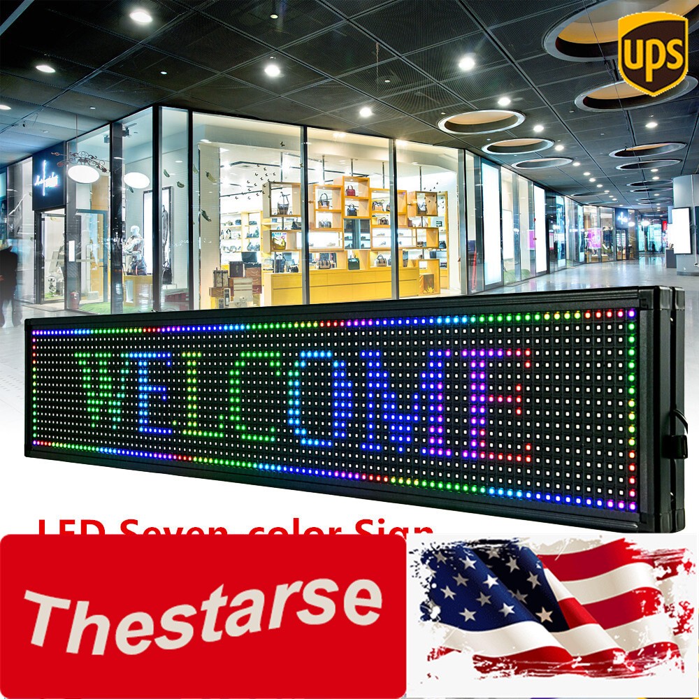40*8 inch 7 Color LED Sign Scroll Message Board Programmable Scrolling WIFI USB