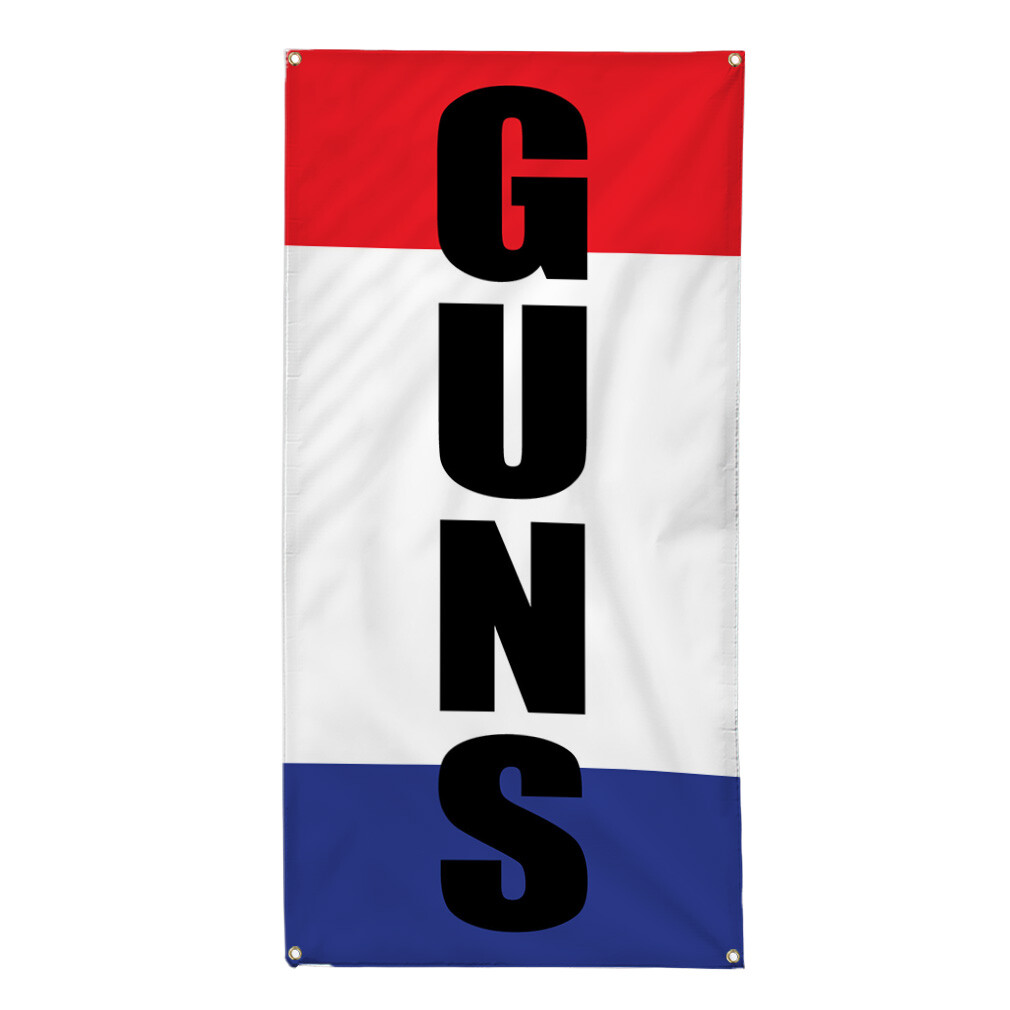 Vertical Vinyl Banner Multiple Sizes Guns Weatherproof Industrial Yard Signs