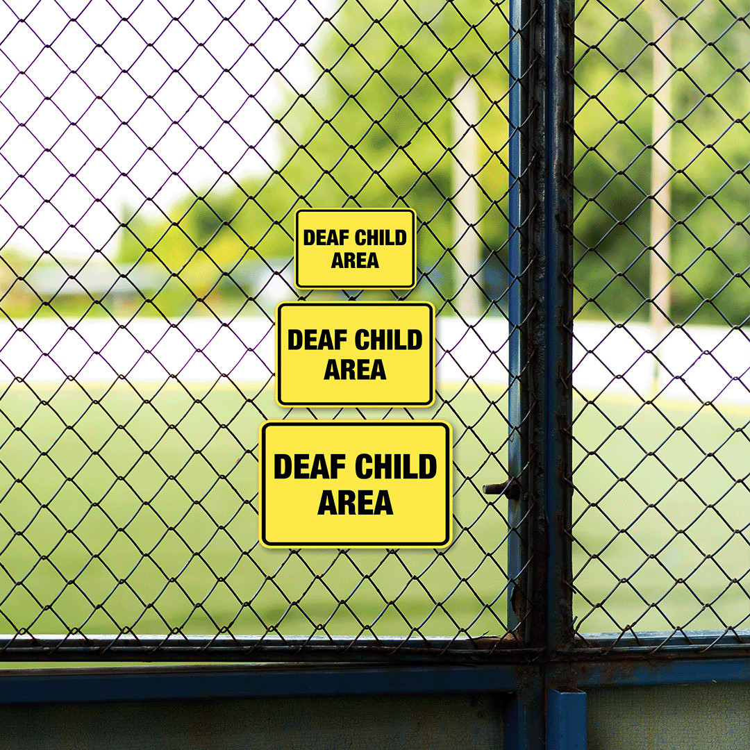 Classic Framed Plus Deaf Child Area Wall or Door Sign | Children Safety Sign