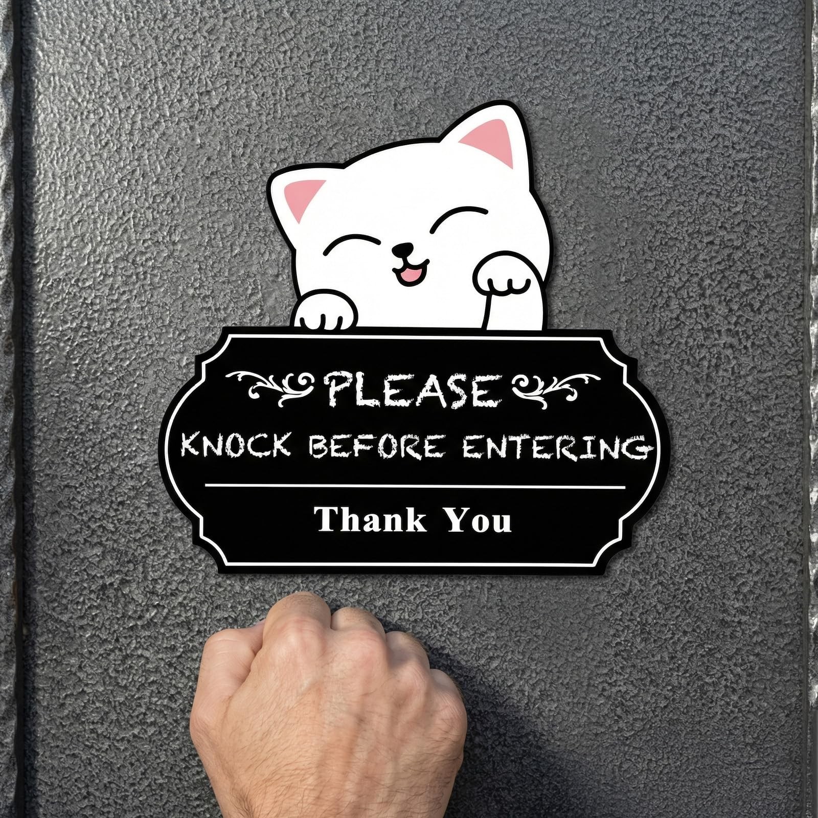 2Pcs Please Knock Sign for Door Stickers,Self Adhesive Knock Before Entering …