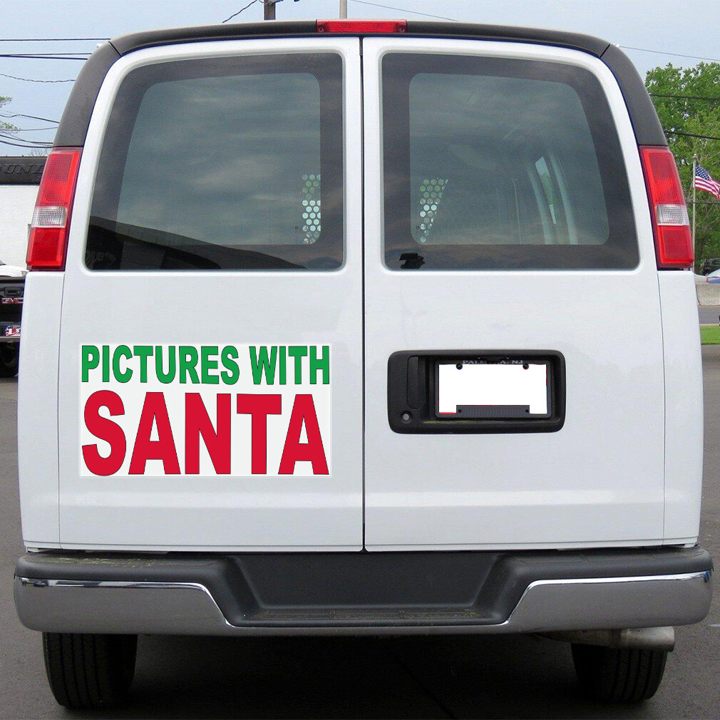Car Magnet Set of 2 Pictures with Santa Green Red Industrial Sign