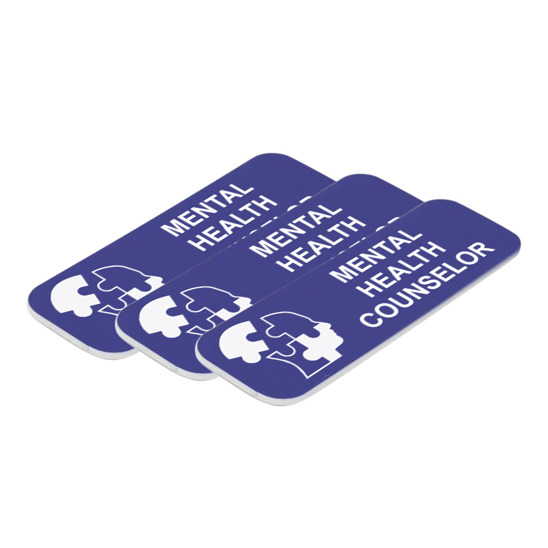Mental Health Counselor 1&Prime; x 3&Prime; Name Tag/Badge, (3 Pack)