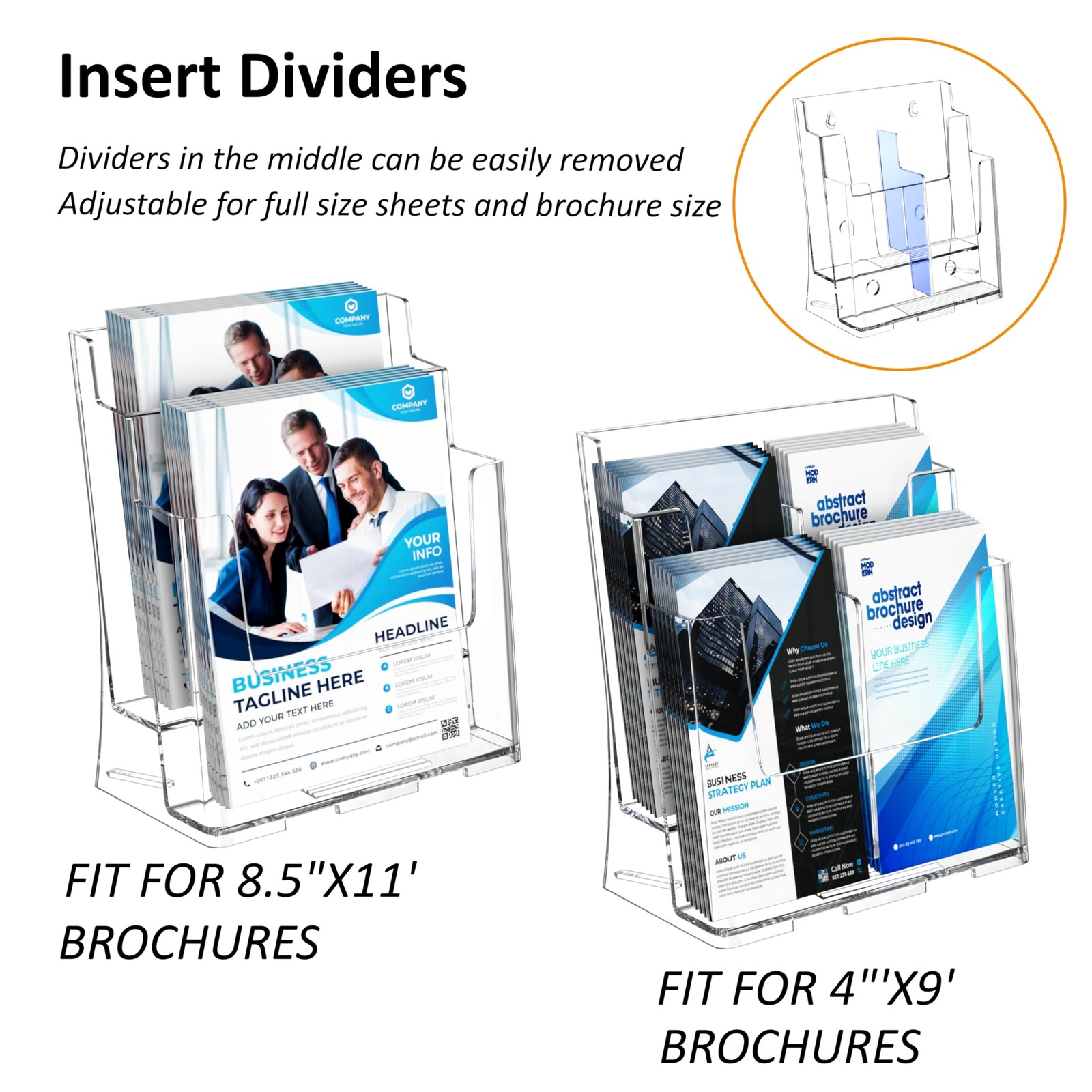 FUCDTEFC 2 Pack Acrylic Brochure Holder 2 2-Tier Holder, Clear