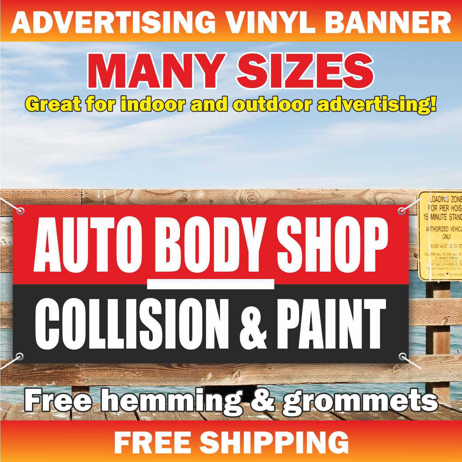 AUTO BODY SHOP COLLISION PAINT Advertising Banner Vinyl Mesh Sign Flag service