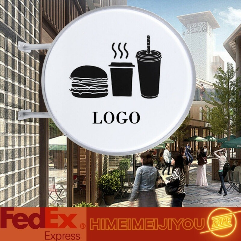 24&Prime; LED Double Sided Round Light Box Outdoor Sign Advertising Projecting Lights