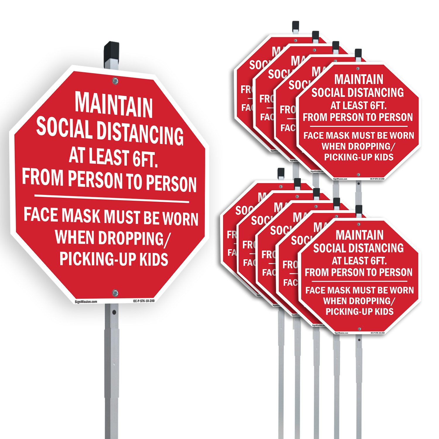 Maintain Social Distancing At Lea Octagon Sign With Stake Weather Resistant