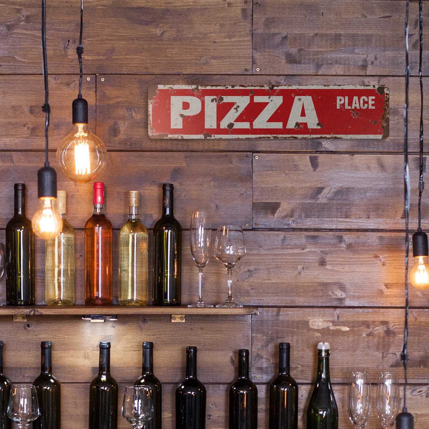 PIZZA PLACE Vintage Style Street Sign Metal Plastic new parlor shop oven