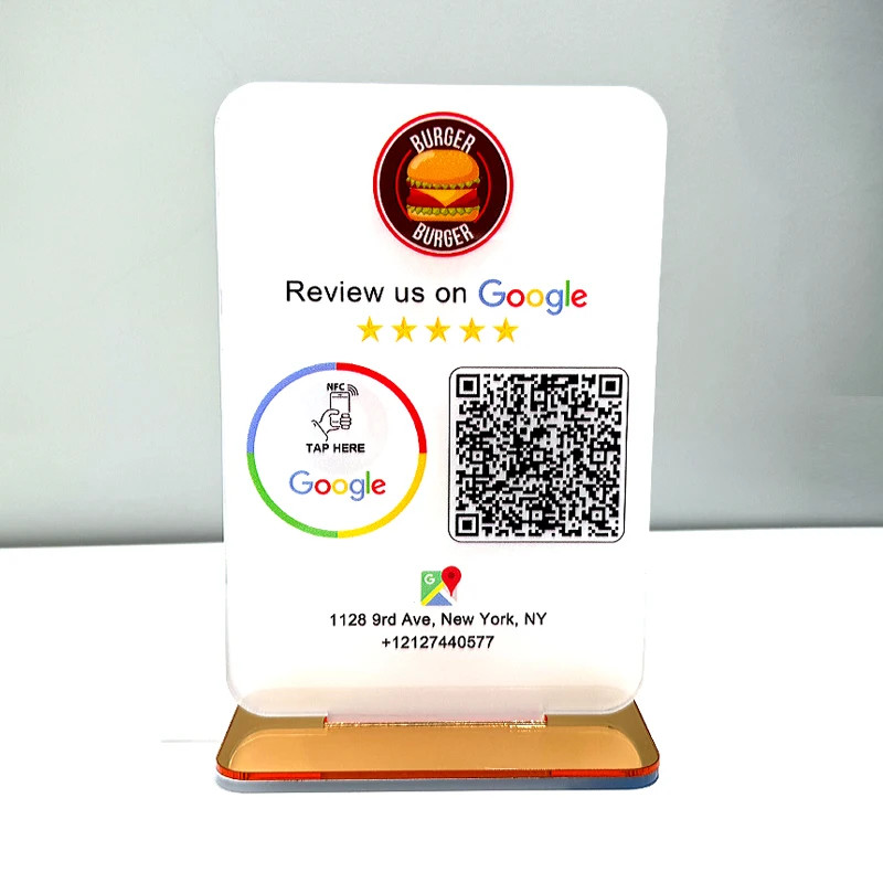 Google Review Sign Custom QR Code Scanning NFC Plate Stand Business LOGO Signs