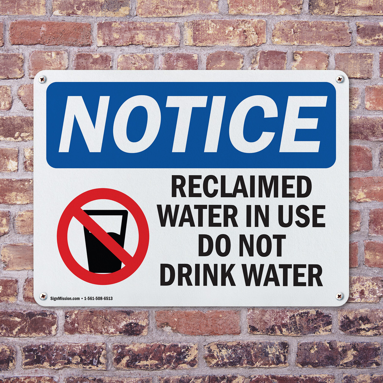 (2 Pack) Reclaimed Water In Use Do Not OSHA Notice Sign Decal Metal Plastic