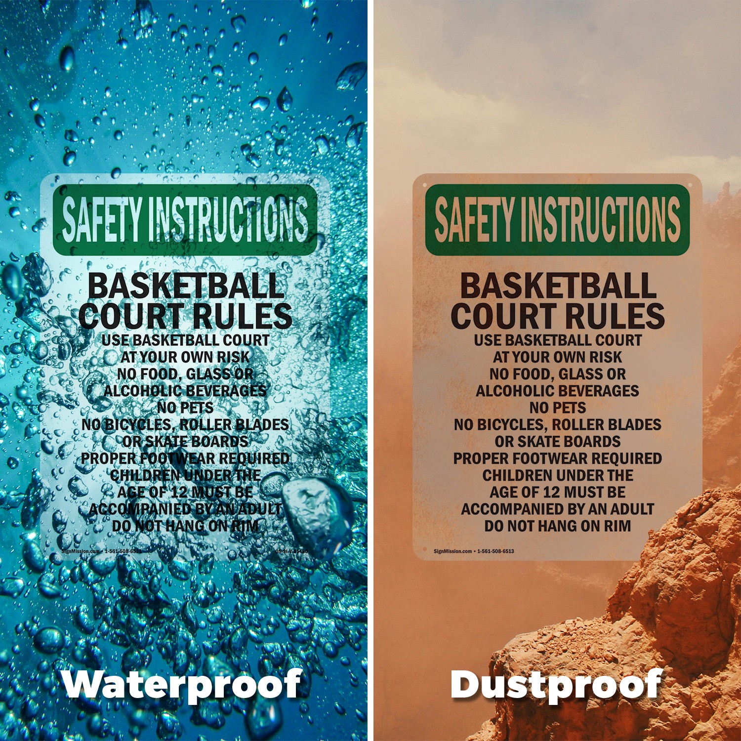 Basketball Court Rules Use Basketball OSHA Safety Instructions Sign 5/10 Pack
