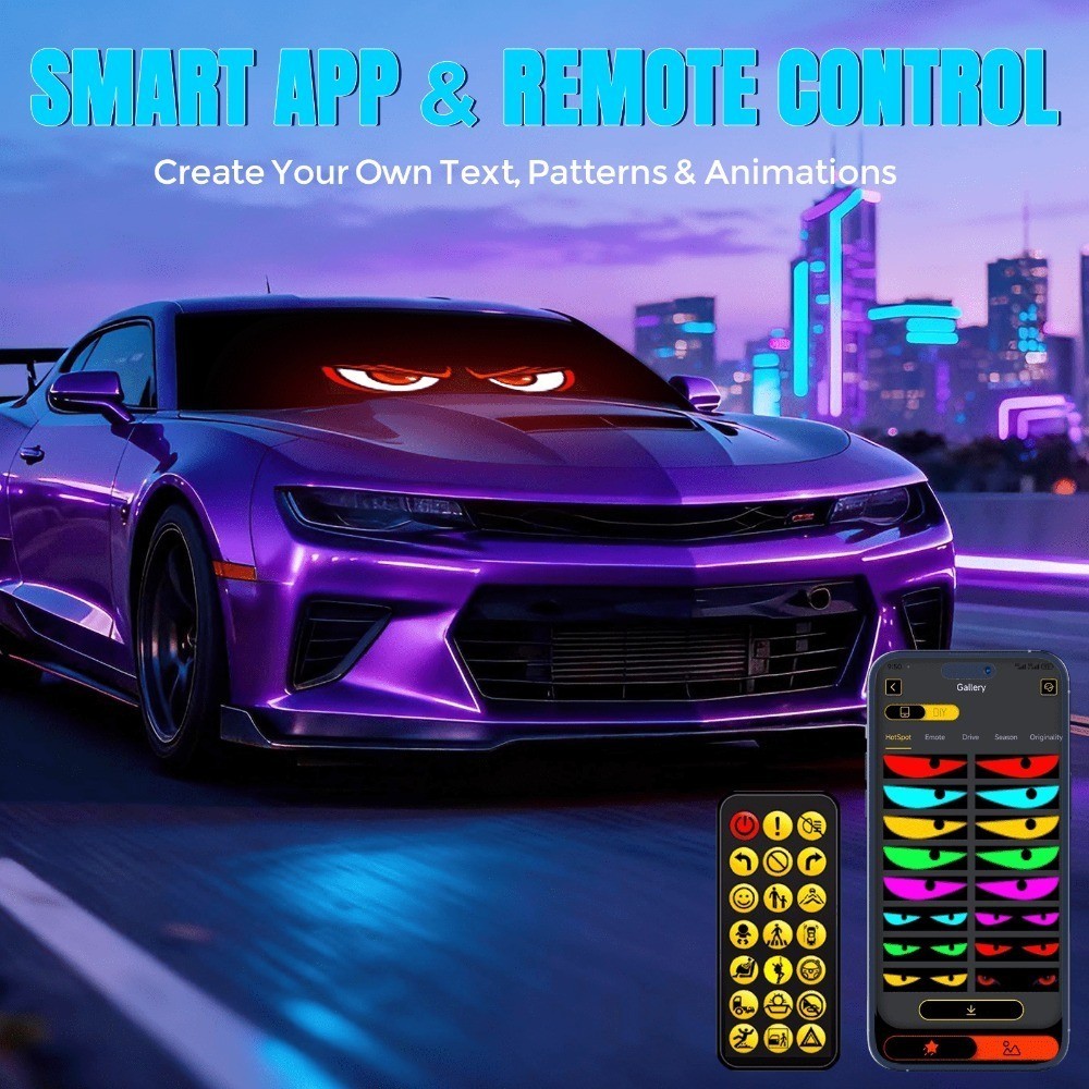 Programmable LED Car Sign Bluetooth APP Control Scrolling Display For Car Decor