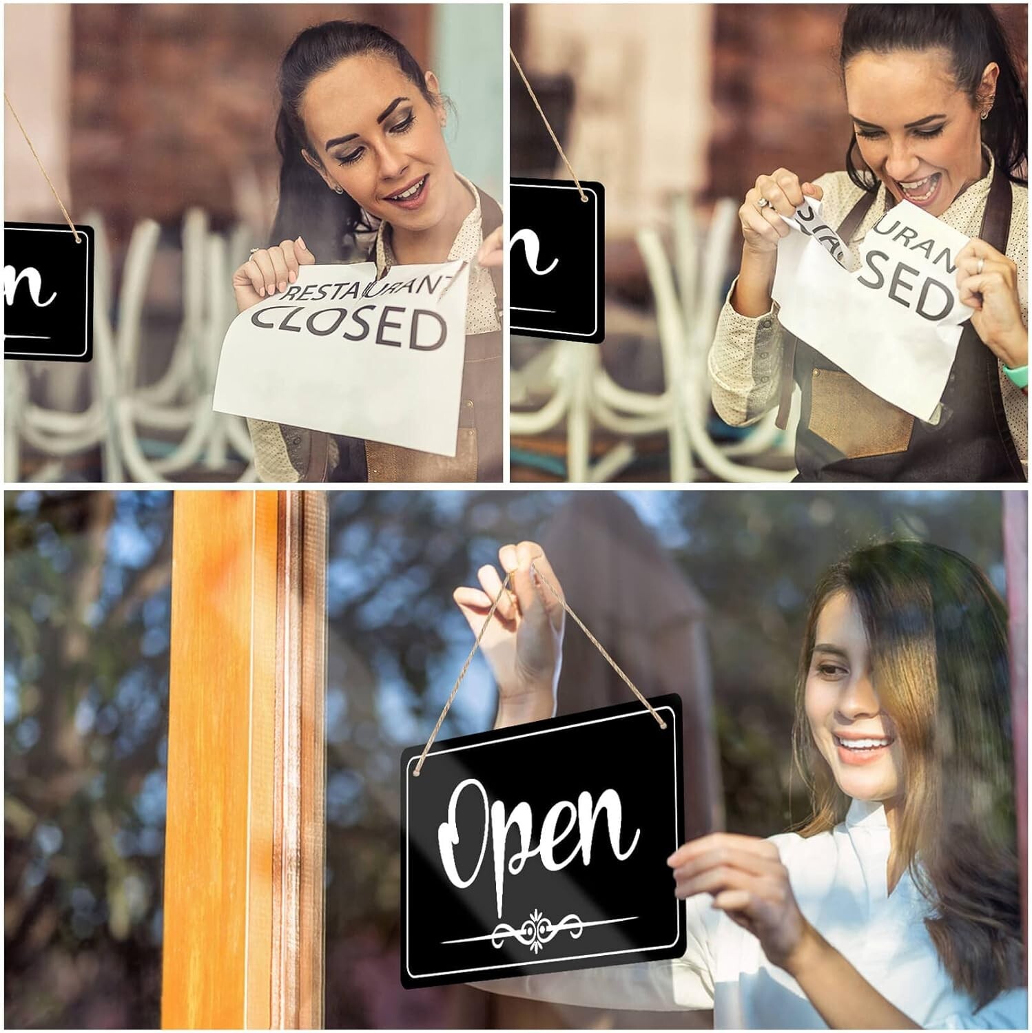 Double Sided Open Closed Sign With Rope Operation Sign For Business Walls