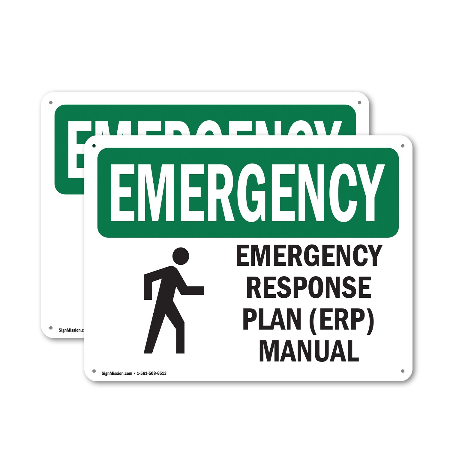 (2 Pack) Response Plan (ERP) Manual With Symbol OSHA Emergency Sign Decal Metal
