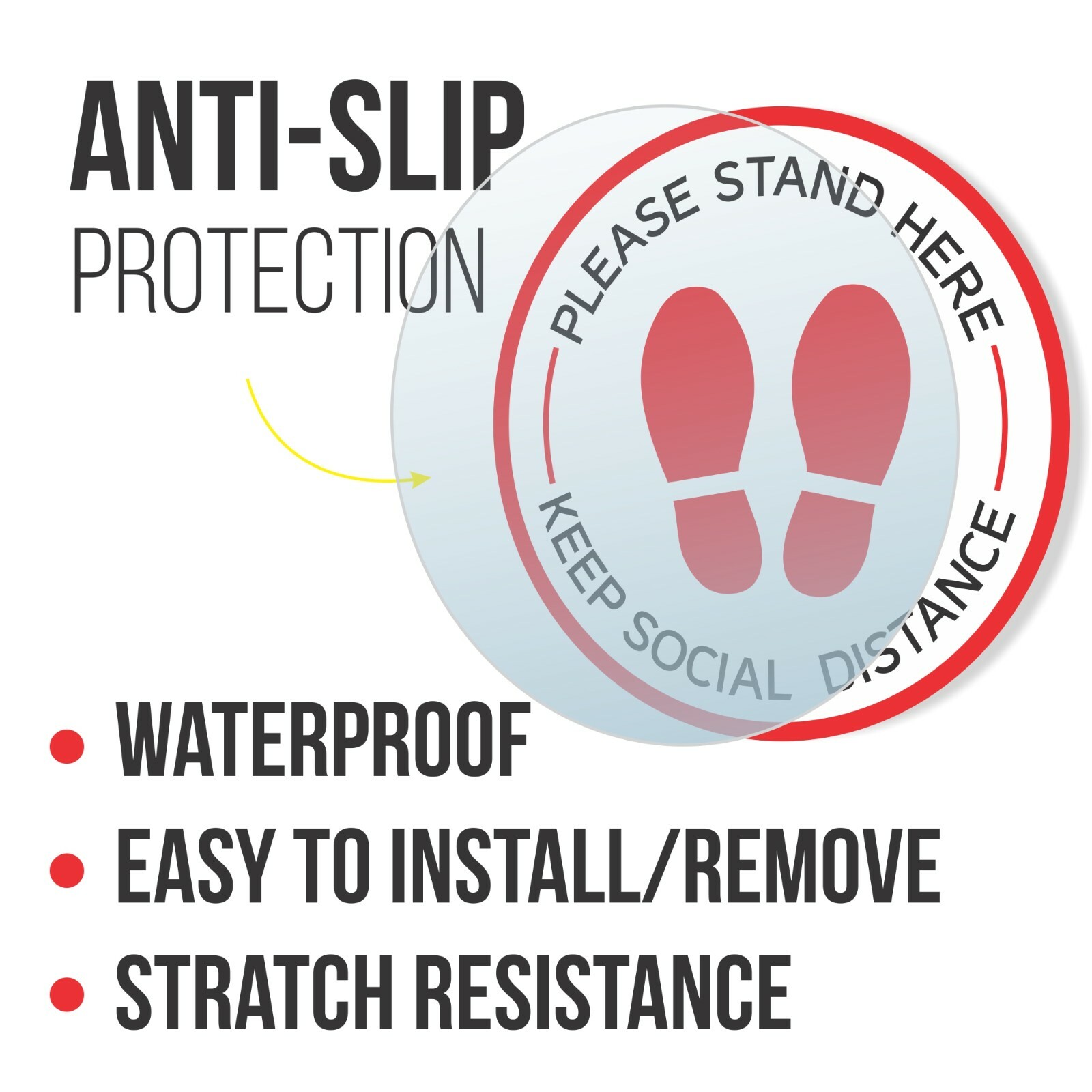 10 Pack Social Distancing Floor Stickers Signs Decal For Hard Floor