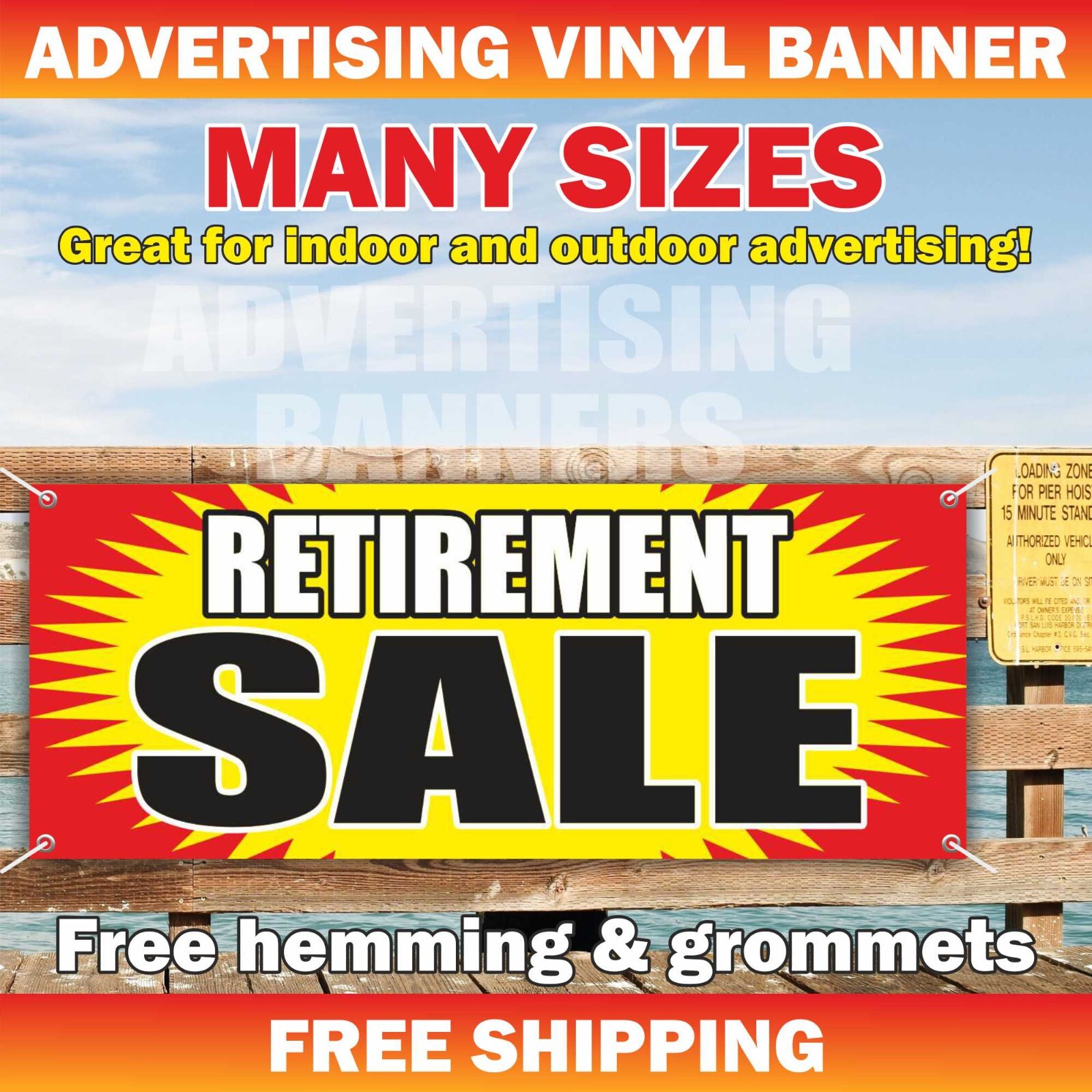 RETIREMENT SALE Advertising Banner Vinyl Mesh Sign Retiring holiday discount fix