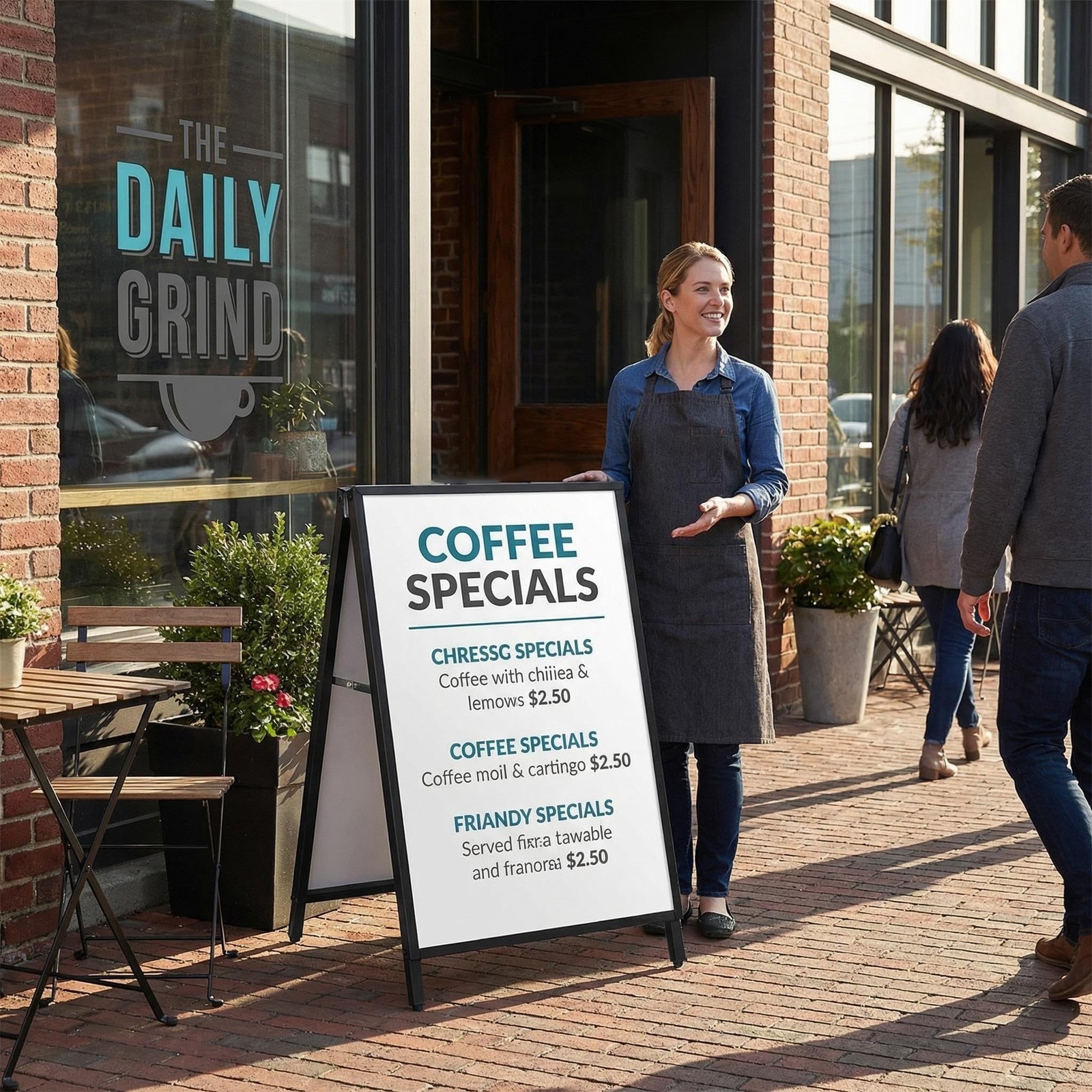 A Frame Sidewalk Sign 24×36 inches Sandwich Board Signs Outdoor Heavy Duty Do…