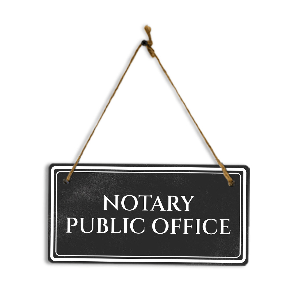 Notary Public Office 5&Prime; x 10&Prime; Hanging Wall or Door Sign