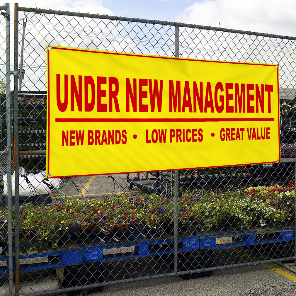 Vinyl Banner Multiple Sizes Under New Management Yellow Business Business