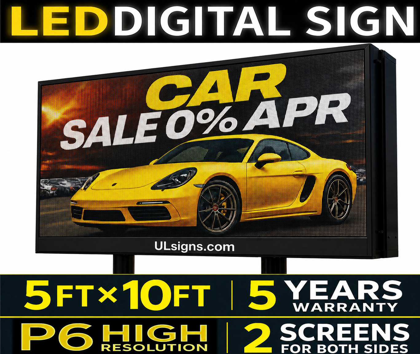 P6 5×10 FT Double-Sided LED Billboard Outdoor Full-Color Programmable Display HD