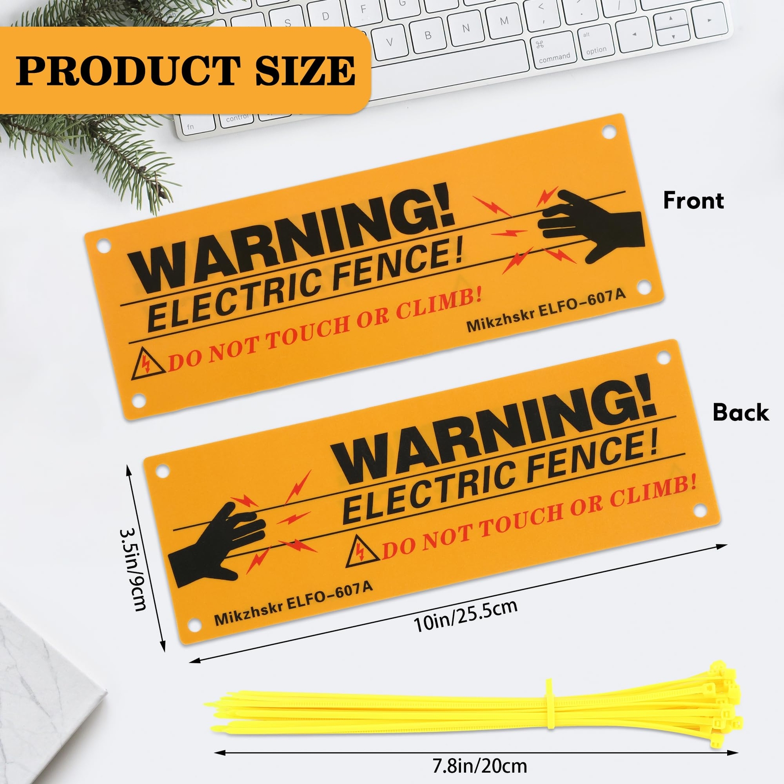 10 Pcs Plastic Electric Fence Caution Warning Signs for Farm Home