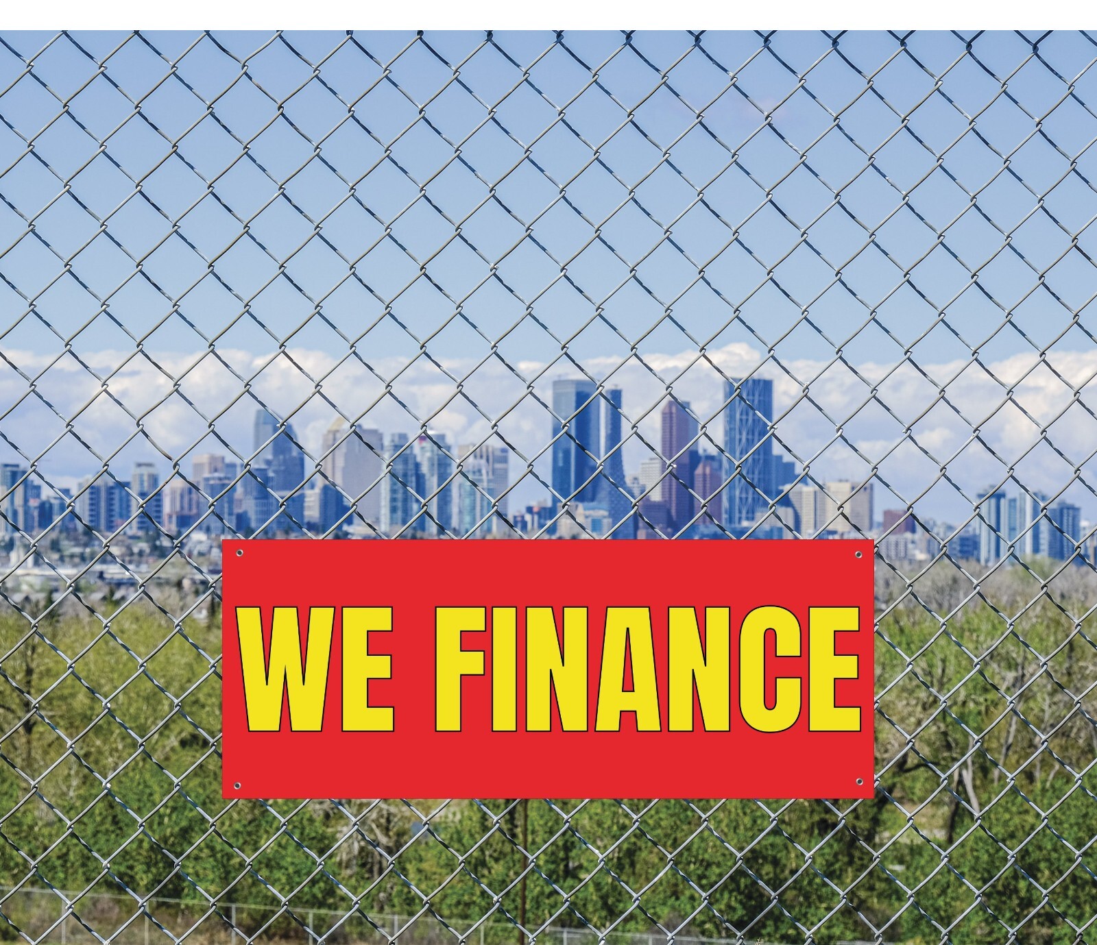 We Finance Banner Large Red Canvas Sign for Business Advertising 48×20 Inches