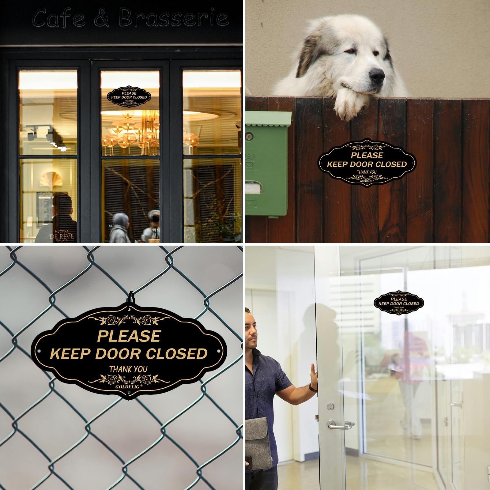 Please Keep Door Closed Sign 2 Pack 7.9 x 4 Inch Acrylic Gate Signs 3M