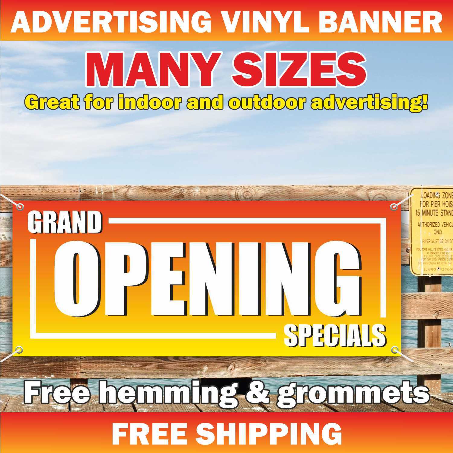 GRAND OPENING SPECIALS Advertising Banner Vinyl Mesh Sign now open welcome