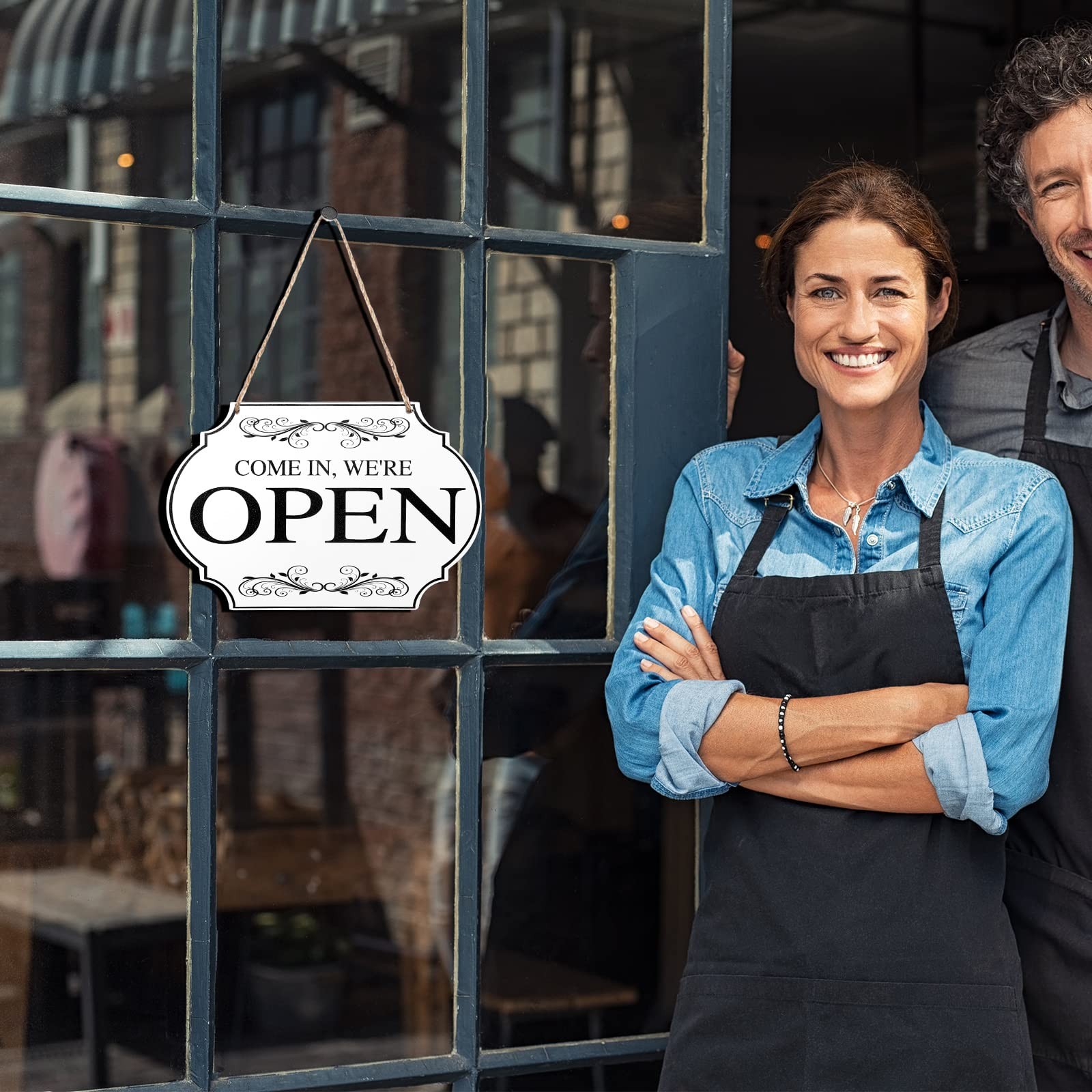 Open Closed Sign for Business, 11 x Small Signage, White Boards, Black Words