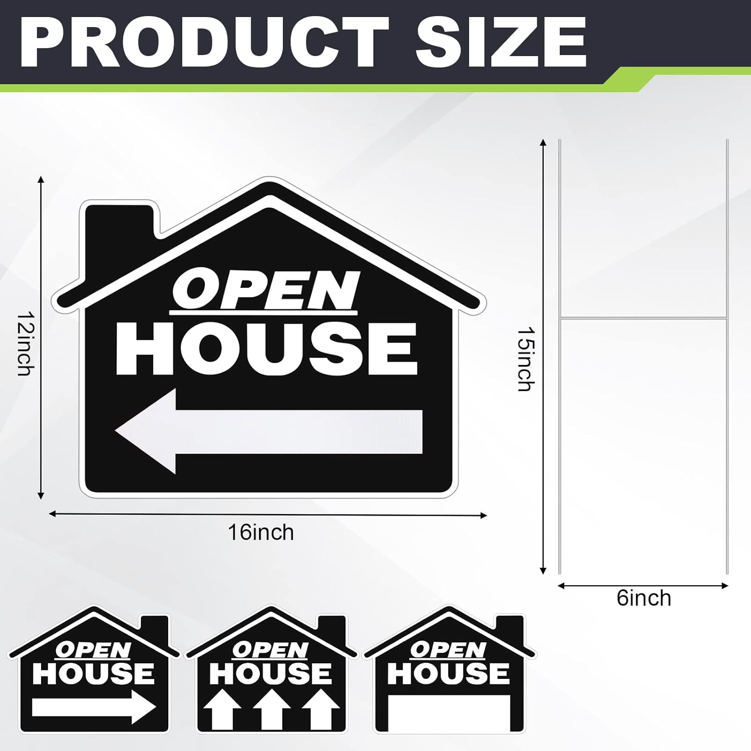 4 Pcs Open House Signs for Real Estate 12×16 Inch Double Sided Directional Signs