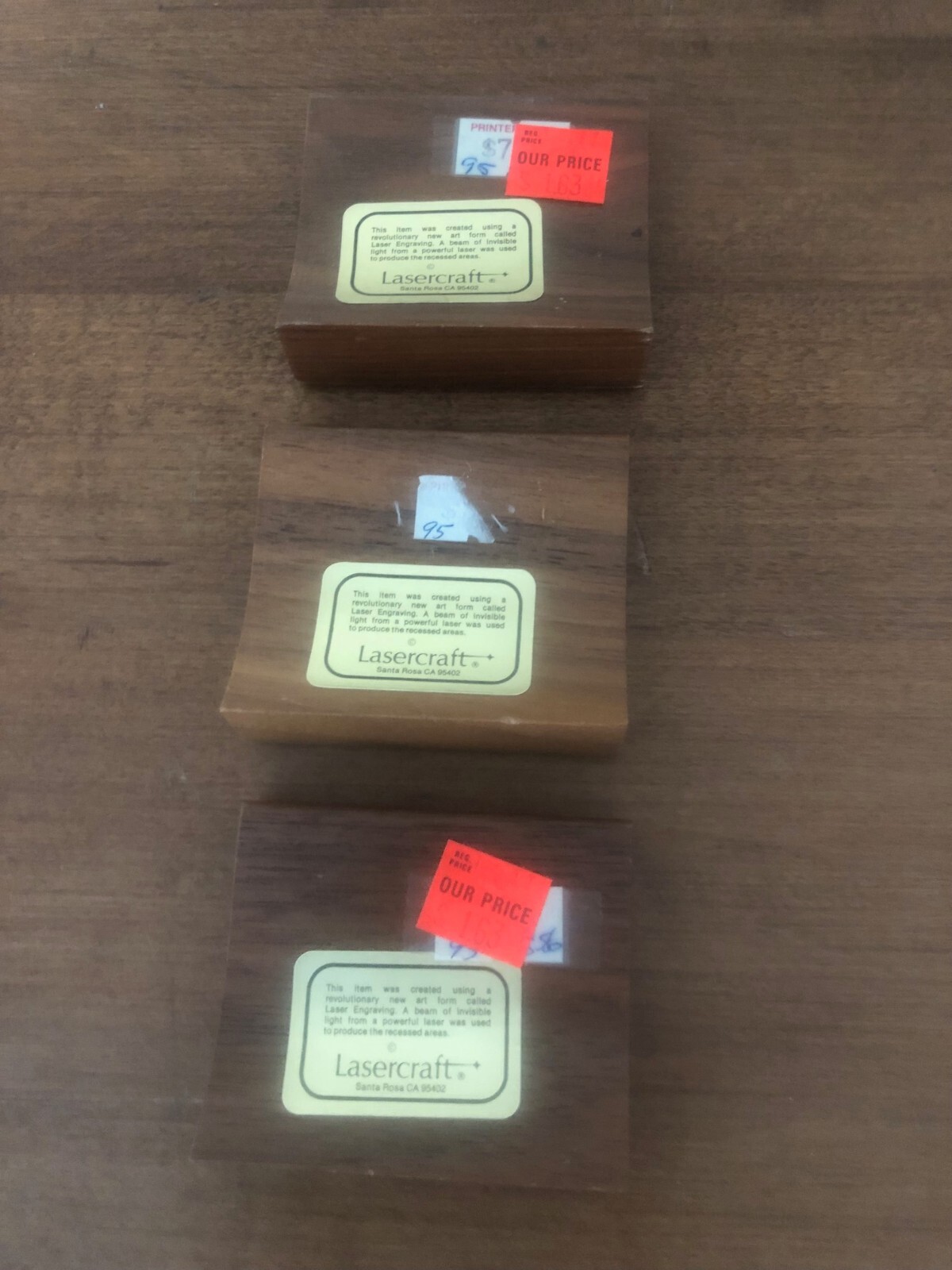 Vintage set of 3 Thank You For Not Smoking laser craft wooden