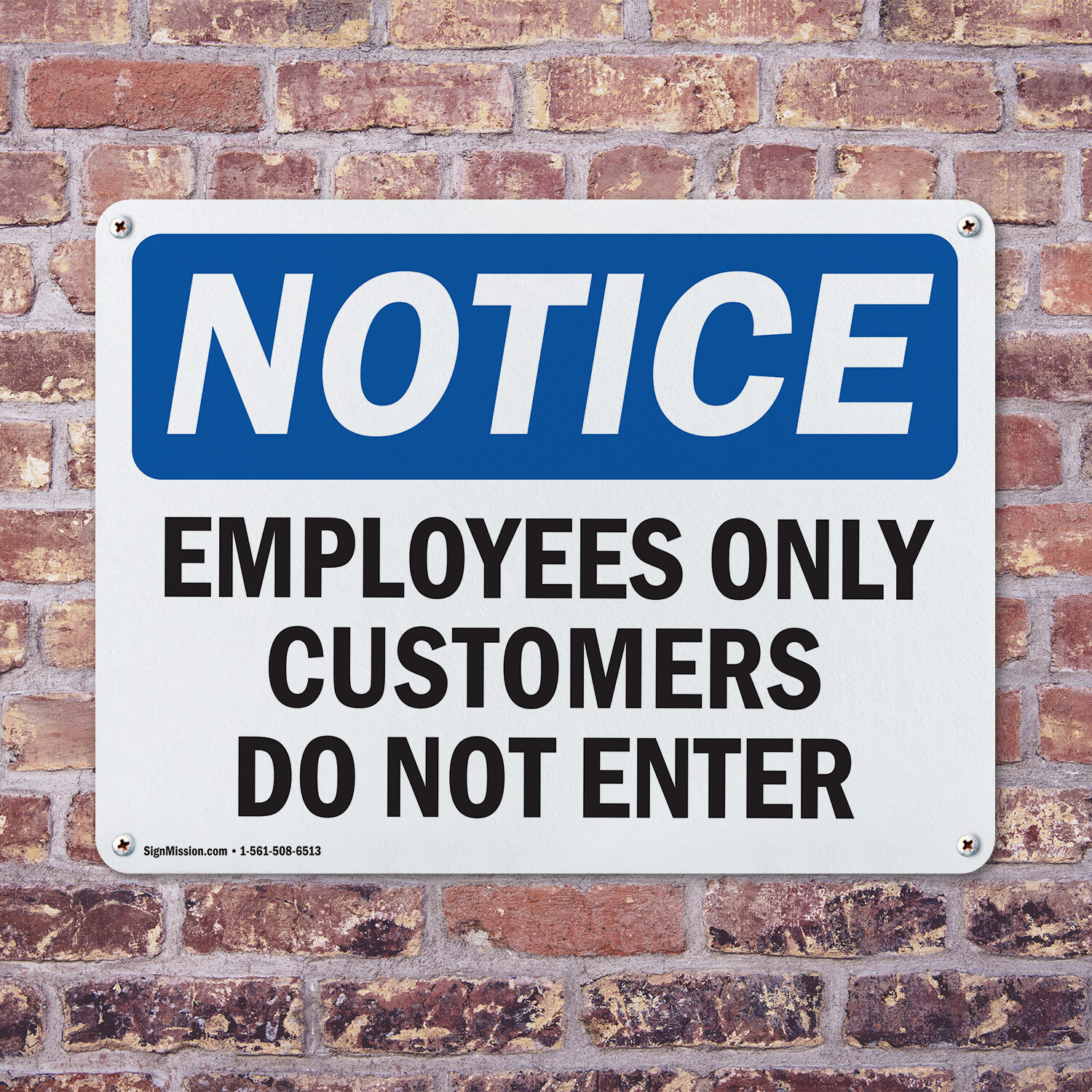 (2 Pack) Employees Only Customers Do Not Enter OSHA Notice Sign Decal Metal