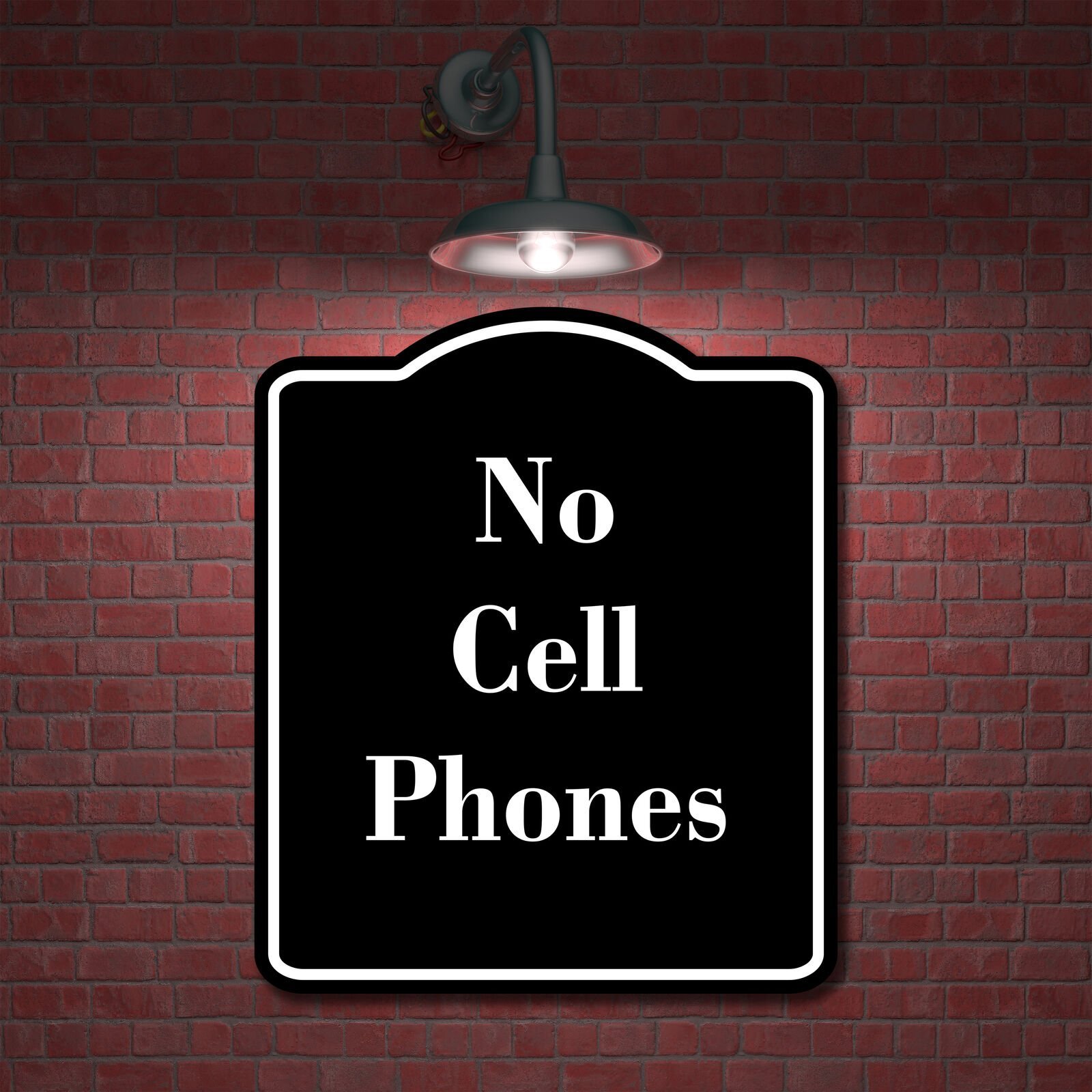No Cell Phones BLACK Aluminum Composite Sign