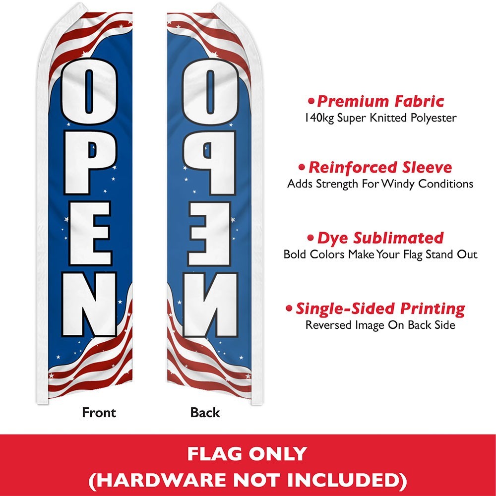 Open (Patriotic) Swooper Advertising 4th of July Open Banner Flag for Businesses