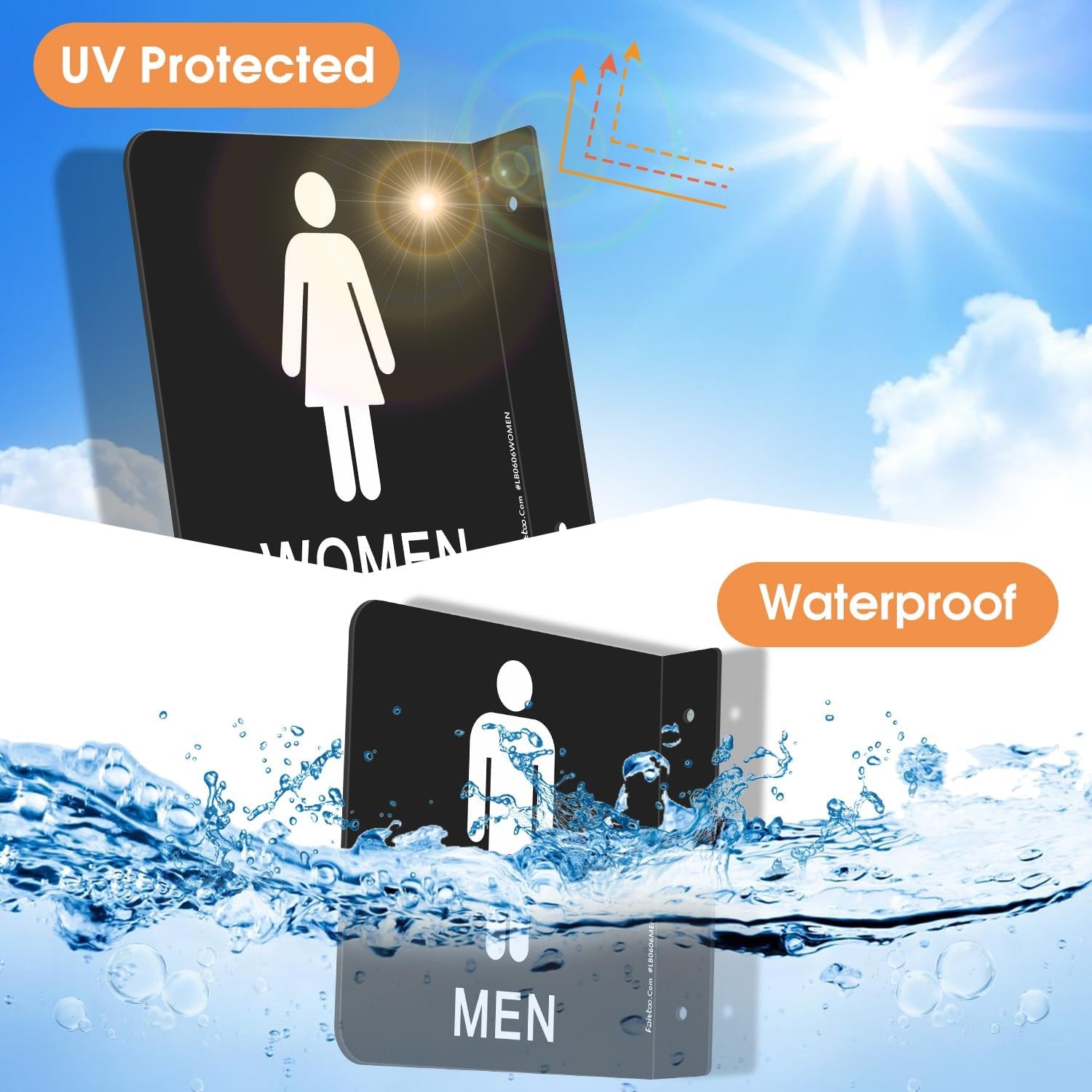 Restroom Sign, Bathroom Signs, (2 Pack) 6 x 6 Inches Acrylic Sign