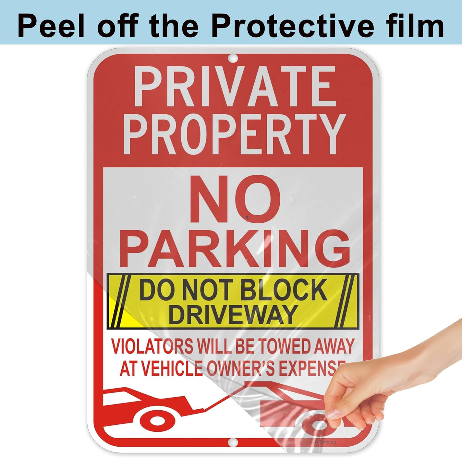 4-Pack Reflective No Parking Signs – Private Property, Towed at Owner&rsquo;s Expense