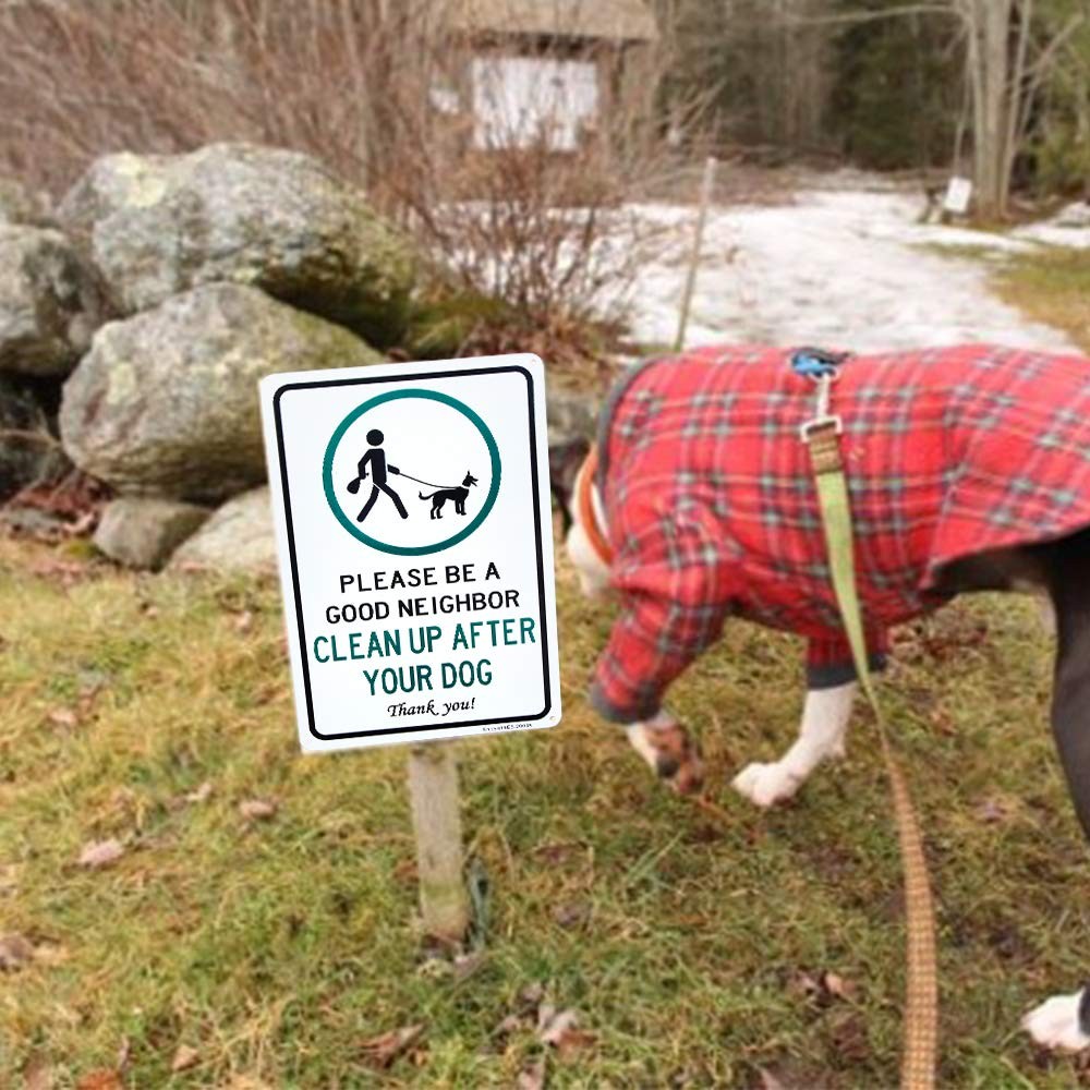 Clean Up After Your Dog Pets Sign Be A Good Neighbor Aluminum 12×8 In 2 PCS