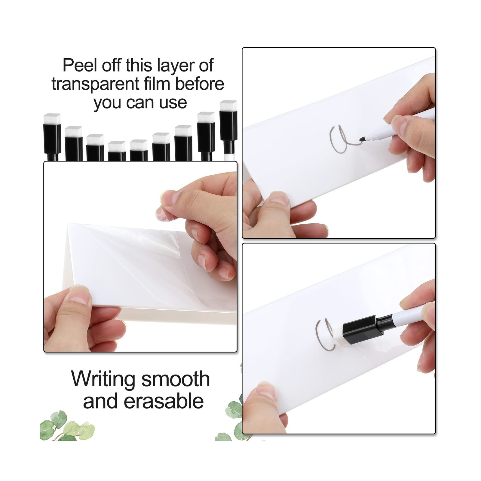 Fainne 100 Sets Dry Erase Name Tent Cards with Black Markers 8.7 x 2.8 x 1.9 …