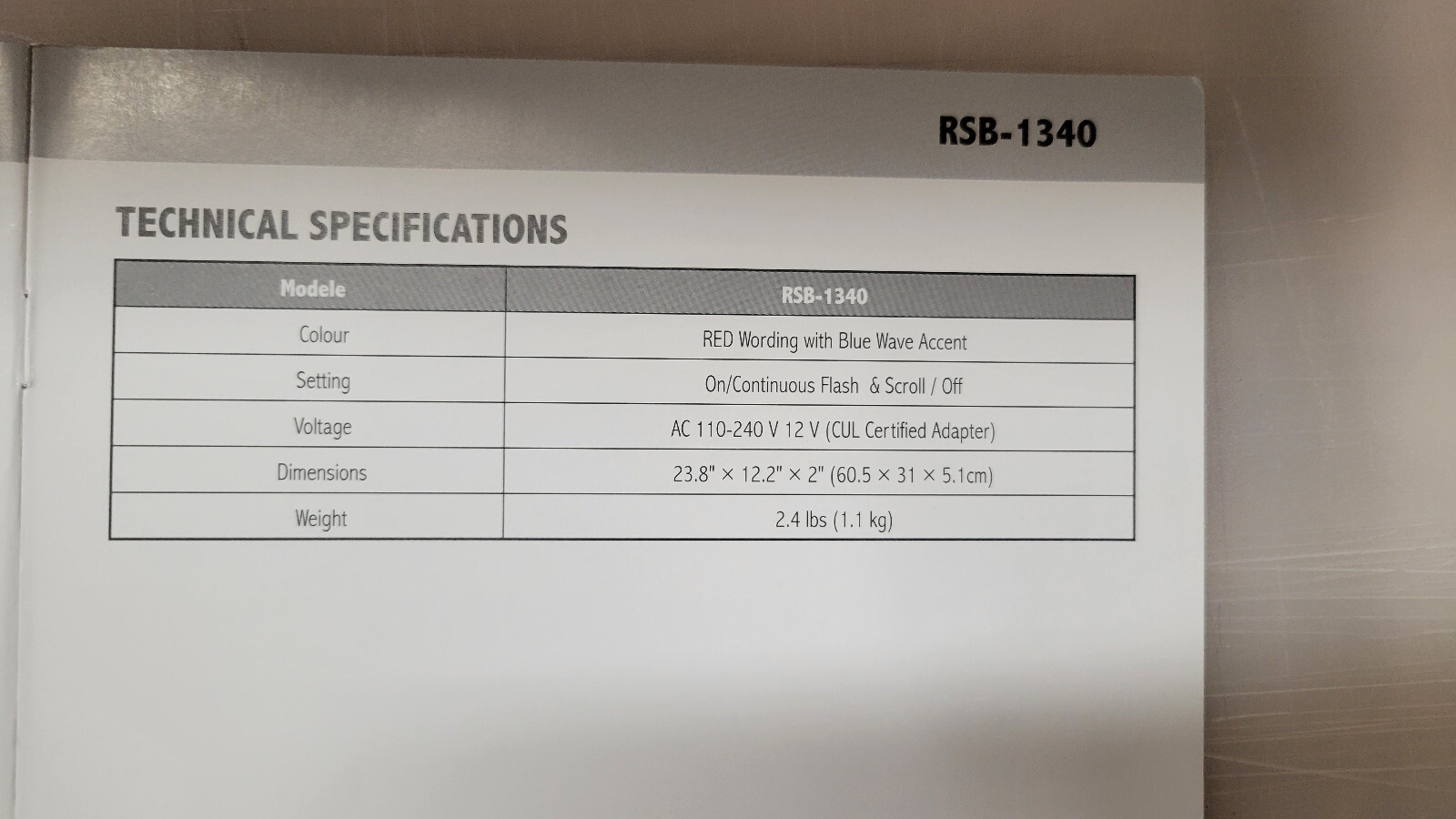 NIB – ROYAL SOVEREIGN RSB-1340E LED OPEN SIGN – Solid or Flashing – 12&Prime; x 24&Prime;