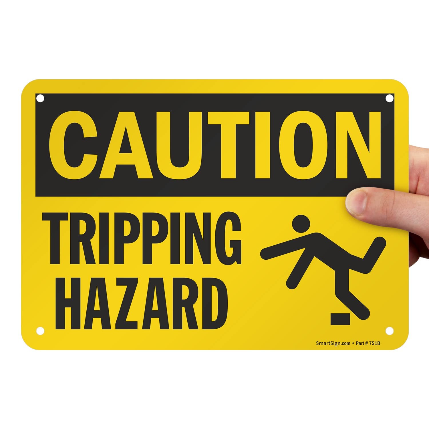 Caution Tripping Hazard Sign 7×10 Inch Aluminum Black On Yellow Safety