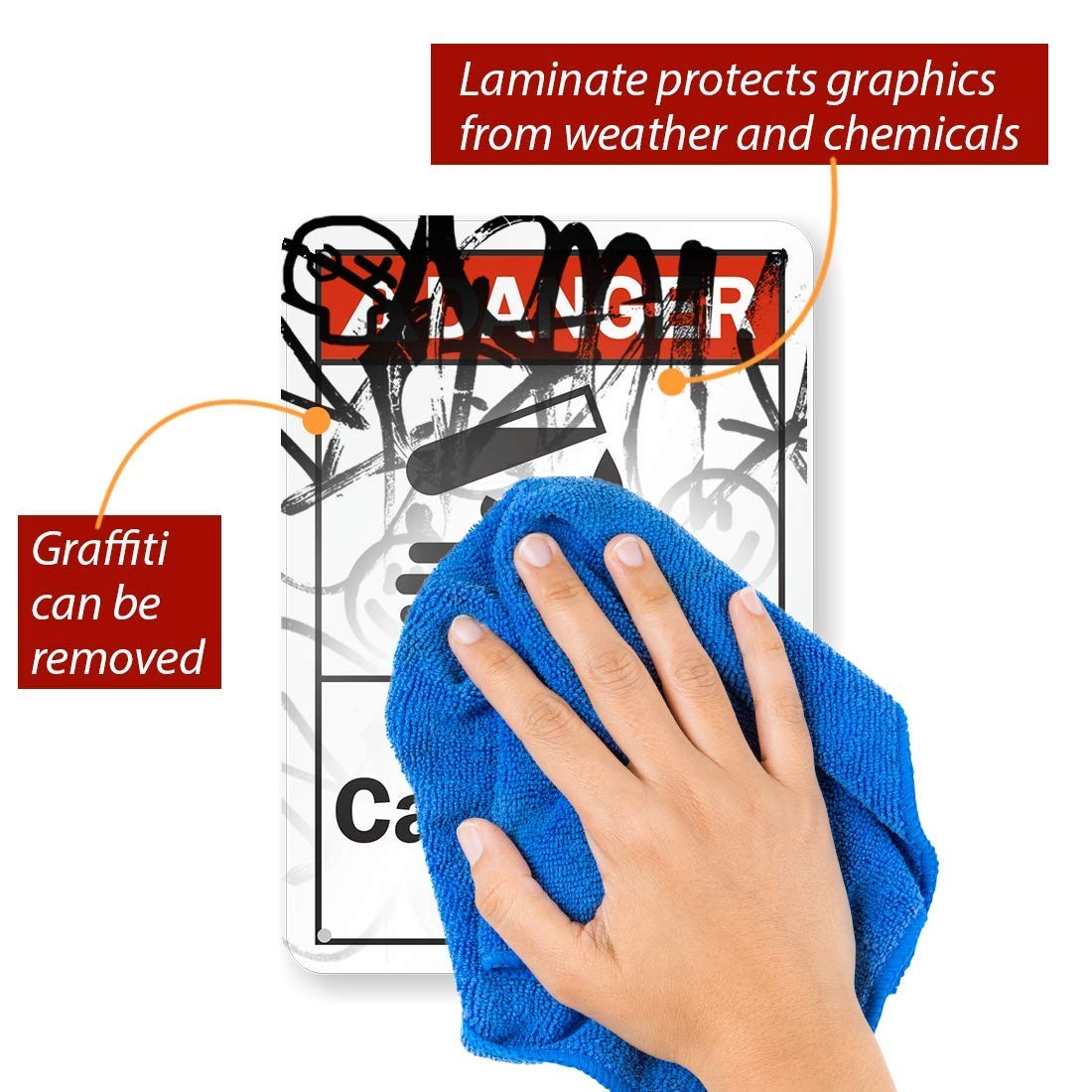 Danger Caustic Sign 7×10 Inch Aluminum Chemical Safety Warning Marker