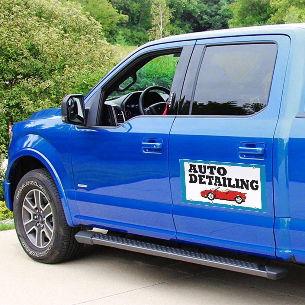 Car Magnet Set of 2 Auto Detailing White Car Car Advertising Industrial Sign