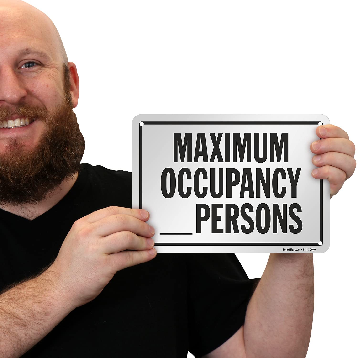 7×10 Inch Maximum Occupancy WriteOn Sign 55 Mil HDPE Plastic Black White