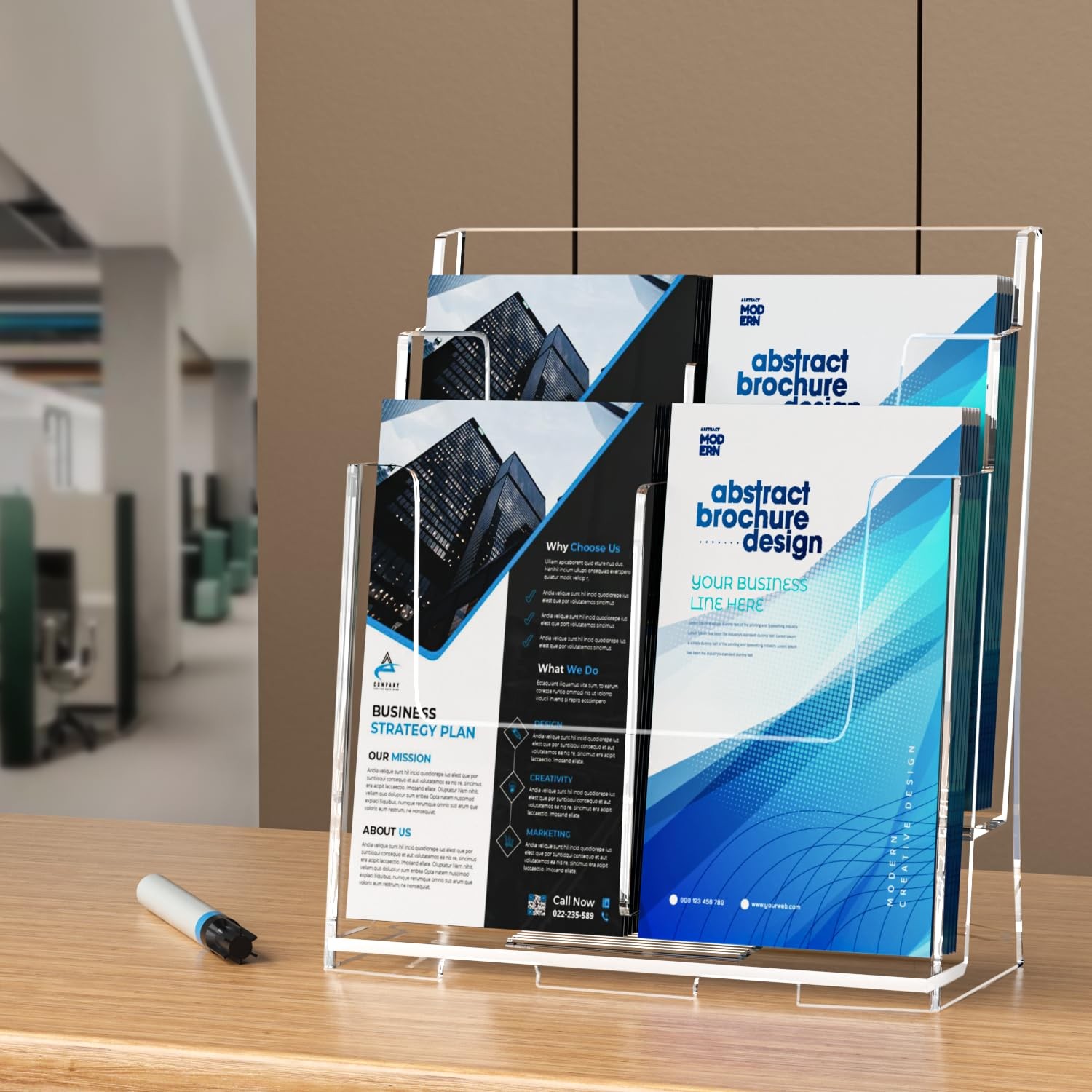 FUCDTEFC 2 Pack Acrylic Brochure Holder 2 2-Tier Holder, Clear