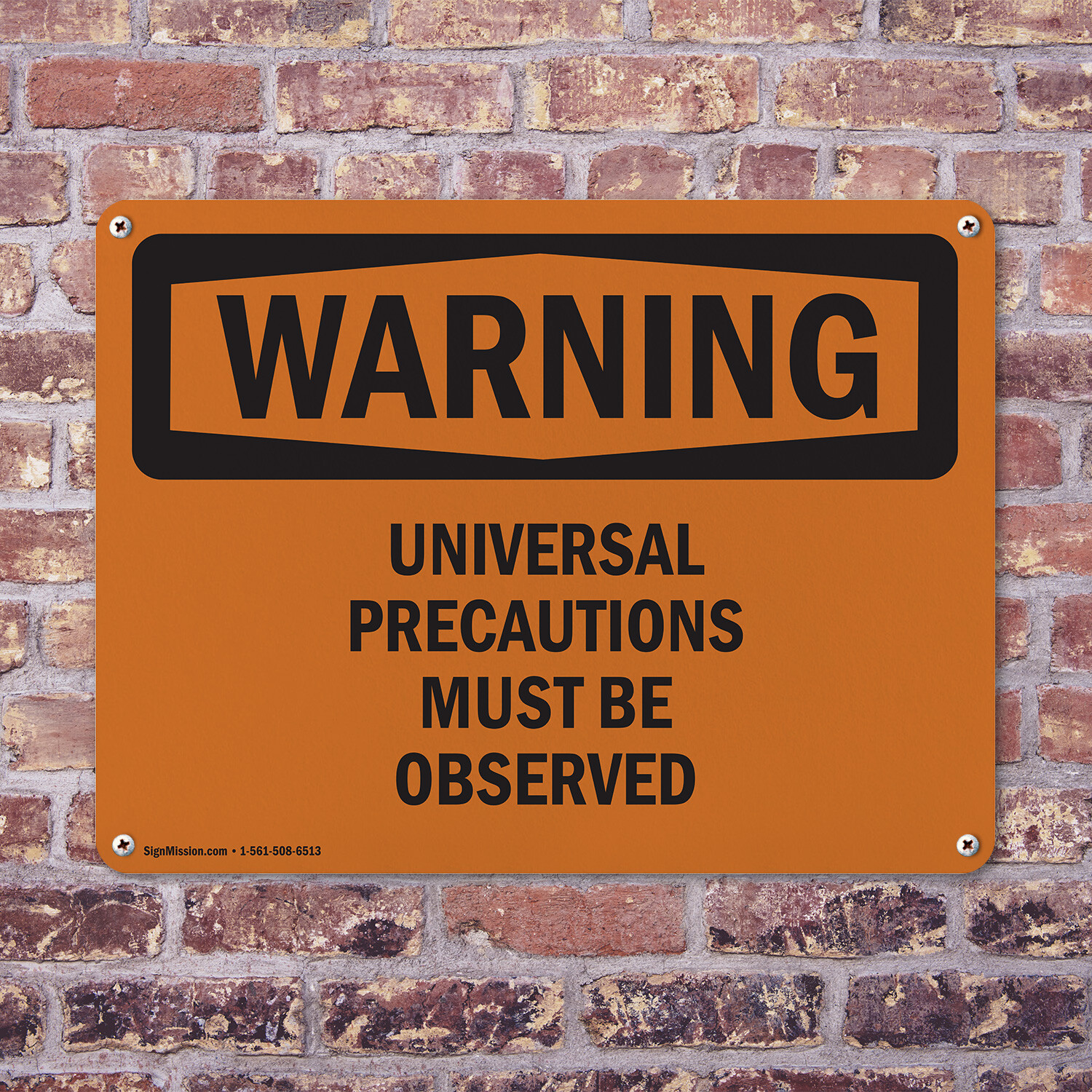 (2 Pack) Universal Precautions Must Be Observed OSHA Warning Sign Decal Metal