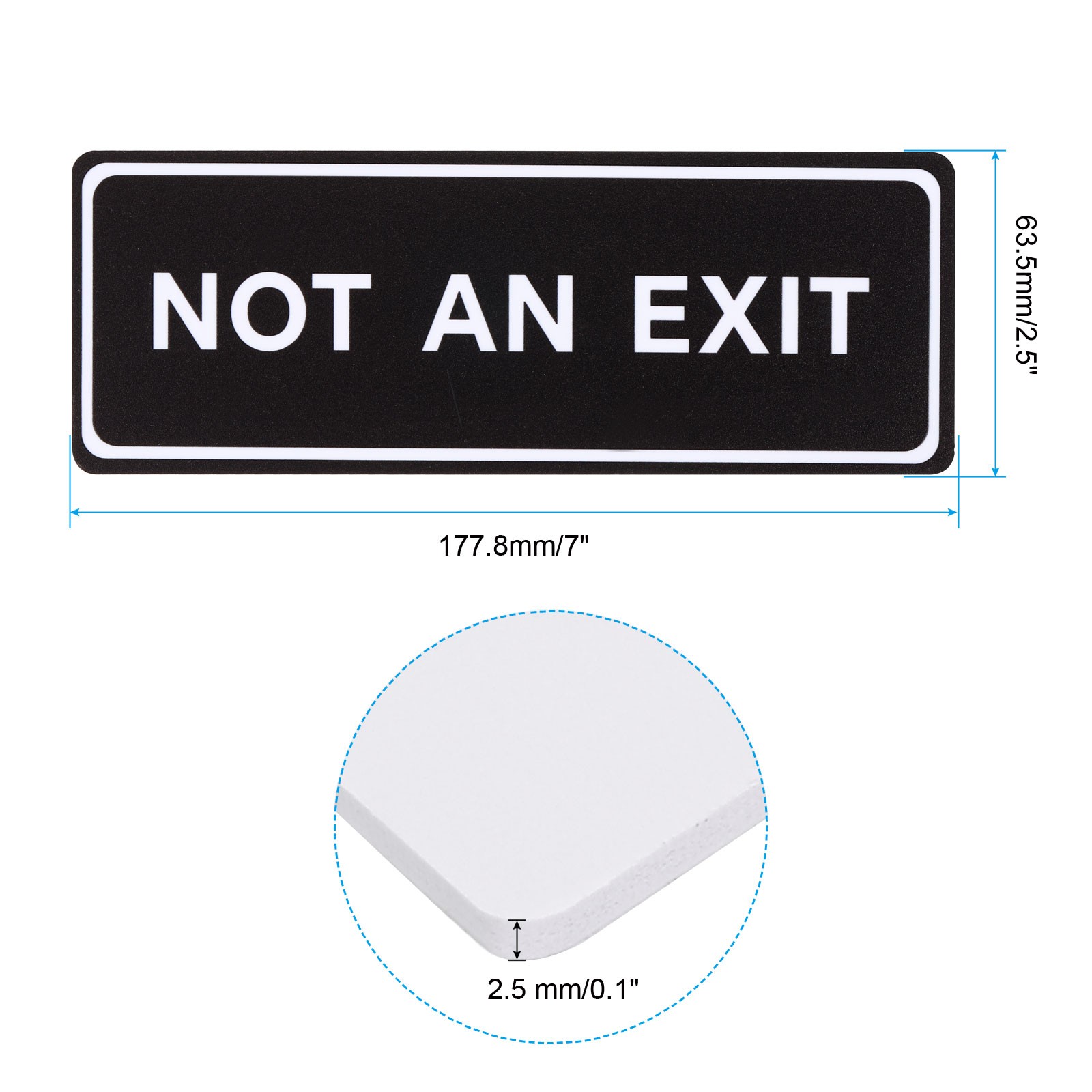 7&Prime;Lx2.5&Prime;Wx0.1&Prime;T Not an Exit Wall or Door Sign, Black